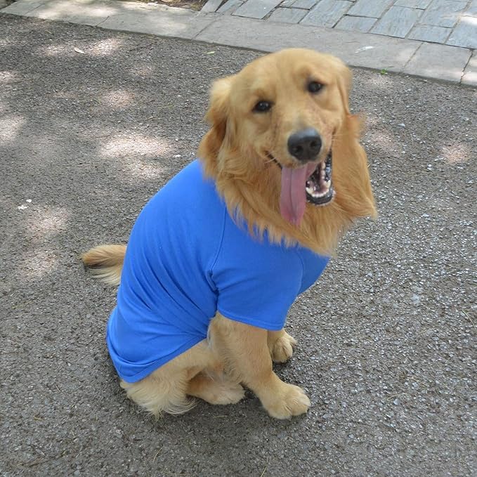 Lovelonglong Pet Clothing Dog Costumes Basic Blank T-Shirt Tee Shirts for Large Dogs Blue XXXXL