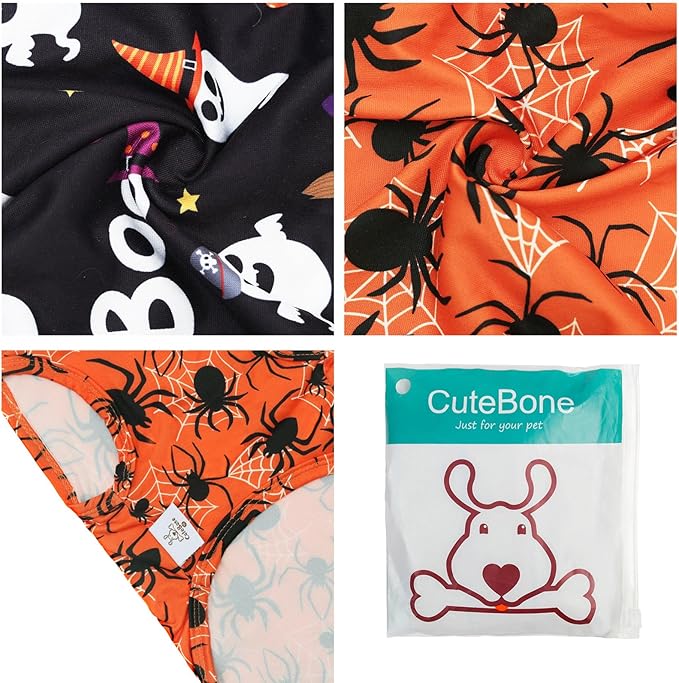 CuteBone Halloween Dog Shirts 2-Pack Soft Pet Clothes Breathable Summer Vest for Small Puppy and Stretchy Cat Apparel 2BX22XS