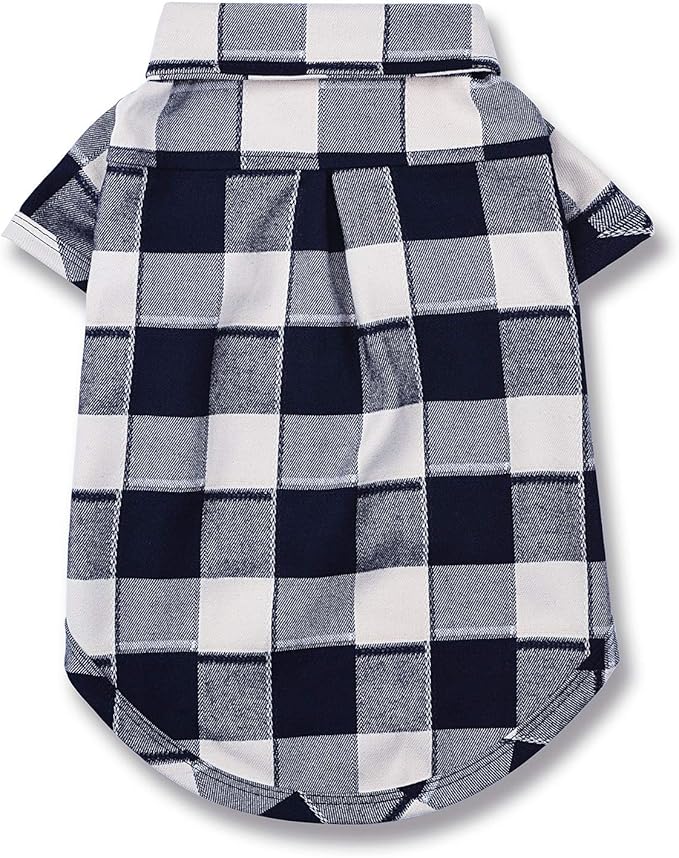 Dog Shirt Plaid Puppy Clothes for Small Medium Large Dogs Cats Boy Girl Kitten Soft Pet T-Shirt Breathable Tee Outfit Adorable Grid Apparel Thanksgiving [Blue#1; 4XL]