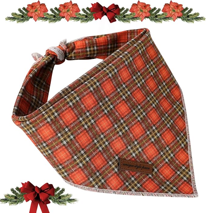 Unique Style Paws Cotton Dog Collar with Bow Halloween Pumpkin Plaid Dog Collar with Bow Tie for Small Medium Large Dogs Pets Gifts