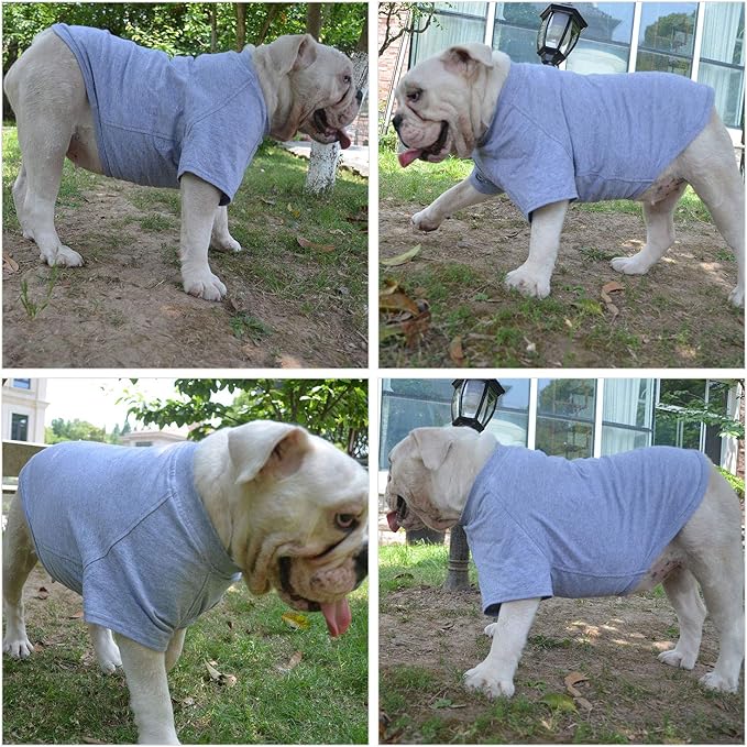 Lovelonglong Pet Clothing Dog Costumes Basic Blank T-Shirt Tee Shirts for Small Dogs Gray L