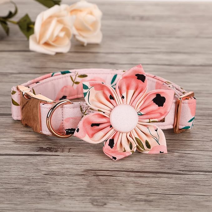 Elegant little tail Flower Girl Dog Collar for Female Dogs, Pet Collar Adjustable Dog Collars with Flower Gift for X-Large Dogs