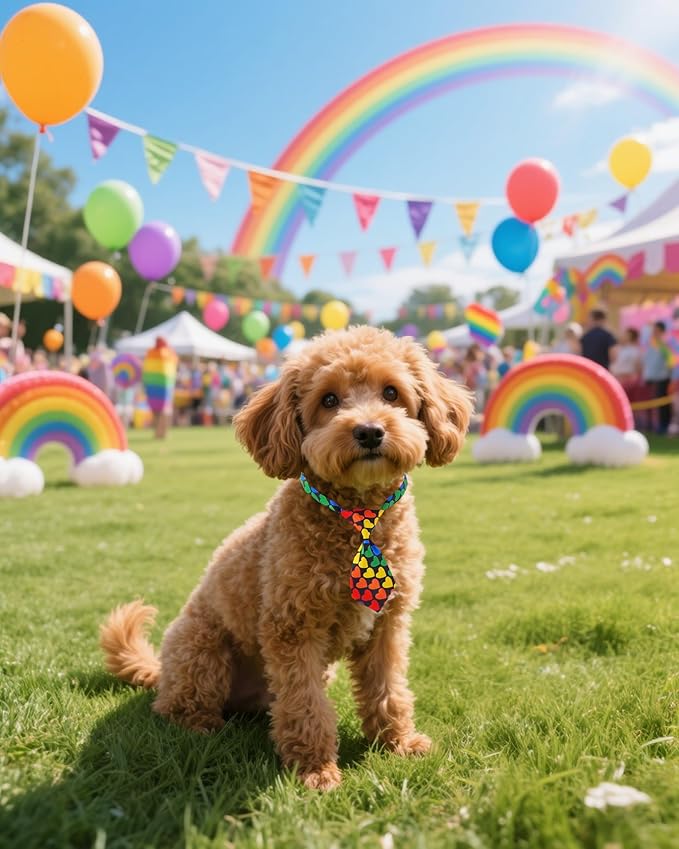PET SHOW 10 Pack Pride Month Small Dog Ties Neckties for Doggies Cats Rainbow Neck Ties Bowties Girl Boy Pets LGBT Costumes Puppy Adjustable Holiday Grooming Accessories Wedding Party Gift Favor