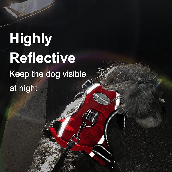 No Pull Dog Harness, Reflective Walking Dog Harness with Easy Control Handle and Front & Back Clips,Adjustable Breathable Soft Padded Dog Vest Harness for Large Medium Small Dogs,RED,XL