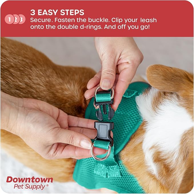 Downtown Pet Supply Step in Dog Harness No Pull, X-Large, Bermuda Blue - Adjustable Harness with Padded Mesh Fabric and Reflective Trim - Buckle Strap Harness for Dogs