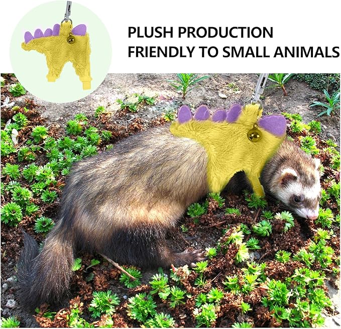 Ferret Harness, Ferret Leash, Ferrets Harness and Leash Set with Safe Bell, Ferrets Collar Small Animals Vest Harnes for Puppy, Teacup Dog and Other Small Pet (Yellow)