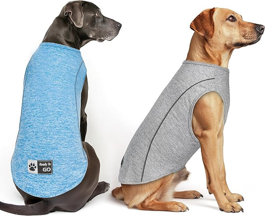 KYEESE 2Pack Dog Shirt with Reflective Stripe Athletic Tank Top Pet T Shirt Stripe Athletic Tank Top Sleeveless Vest Dog Clothes for Medium Large Dog,Grey+Blue,3XL