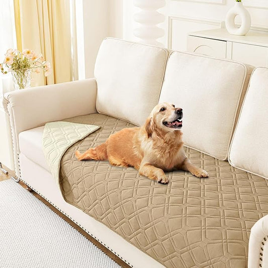 hyha Waterproof Dog Bed Blanket, Soft Pet Blankets, Waterproof Couch Cover for Dogs, Reversible Sofa Covers Washable for Furniture (30x70 Inch, Camel/Beige)