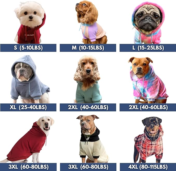 Spark Paws Dog Hoodie - Premium Quality, Buttery Soft, Superior Comfort and Fit, Calming Fleece Interior, Suitable for All Breeds - Snow Cone Skydye - L