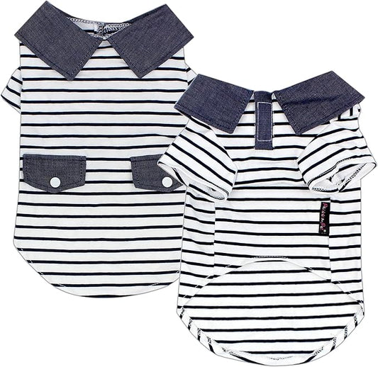 Parisian Pet Preppy Boy Polo Dog Shirt – Puppy Outfits – 100% Cotton Doggie Clothes – Cute Machine Washable Puppy Apparel - Dog Shirts for Small Dogs XS