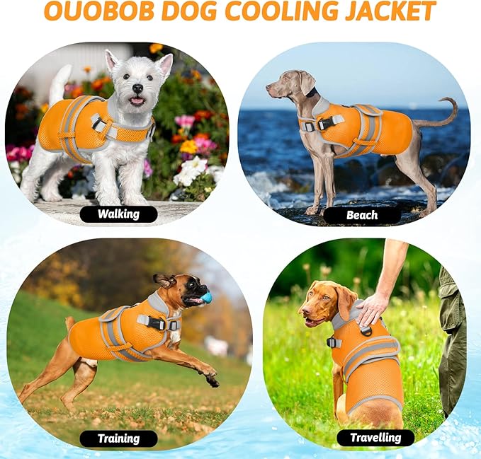 Dog Cooling Vest for Large Dogs,Lightweight Cooling Dog Jacket,Breathable Mesh Dogs Shirt Harness Vest with Adjustable Straps Reflective Stripe for Hot Weather with D-Ring for Beach,Hiking,XL