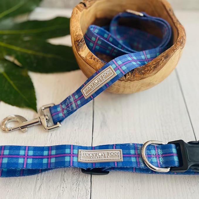 Lucky Love Dog - Adjustable Dog Collar and Leash Set with Easy Click Buckle for Small to Large Dogs, Durable, & Comfortable Collar for Male & Female Dogs, Puppies & Adult Ones - Scotty Combo, XS