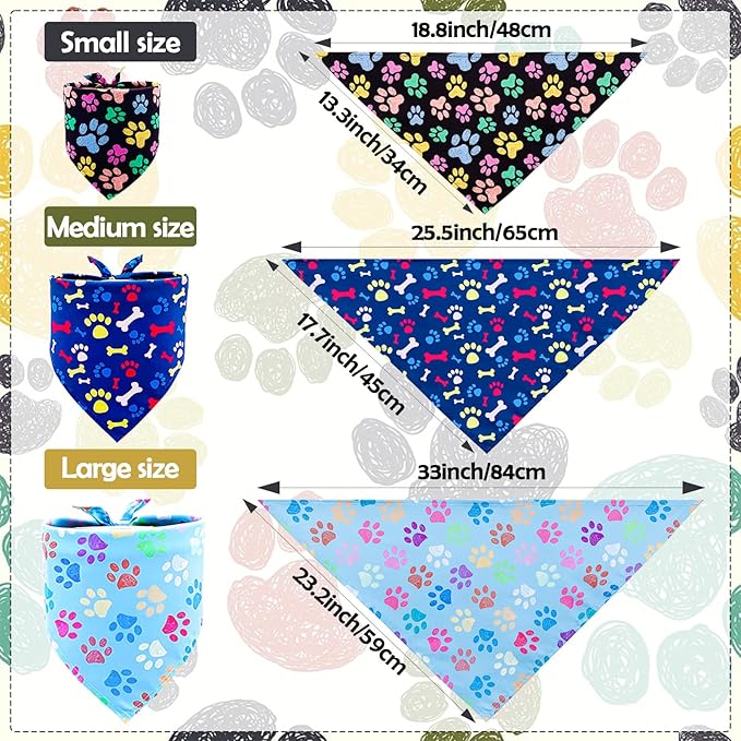 30 Pcs Paw Print Extra Small Dog Bandanas Bulk for Doggies Kittens Rabbits Cat Scarves Daily Party Bone Puppy Triangle Bibs XXSmall Pet Breed Scarf for Girl Boy Handkerchief Reversible