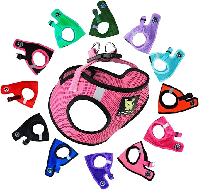 EcoBark Step in Dog Harness Reflective Soft Ultra Padded Mesh Dog Harnesses for XXS, XS, Small, and Medium Dogs Eco-Friendly Comfort Secure Halter No Pull Adjustable Pet Vest