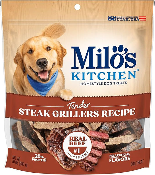 Milo's Kitchen Homestyle Dog Treats, Steak Grillers, 10 Ounce, High Protein, No Artifical Flavors
