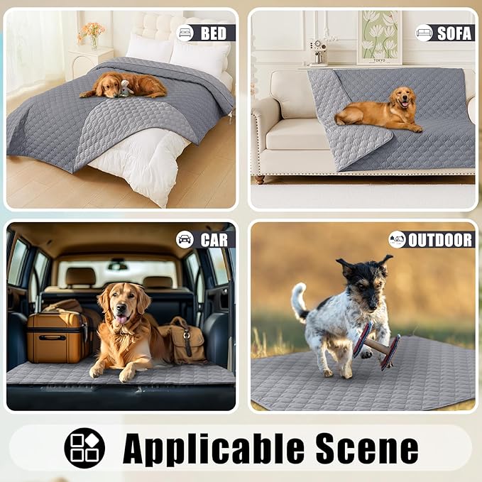 Smiry Waterproof Dog Bed Cover Blanket, Soft Reversible Pet Blanket, Washable Leakproof Cats Dogs Couch Cover for Sofa, Couch, Furniture (40x50 Inch, Grey/Light Grey)