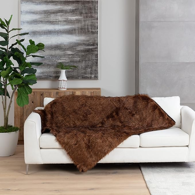 Waterproof Faux Fur Dog Blanket - Waterproof Dog Blanket for Bed, Couch or Dog Crate - Brown [50"x60"]