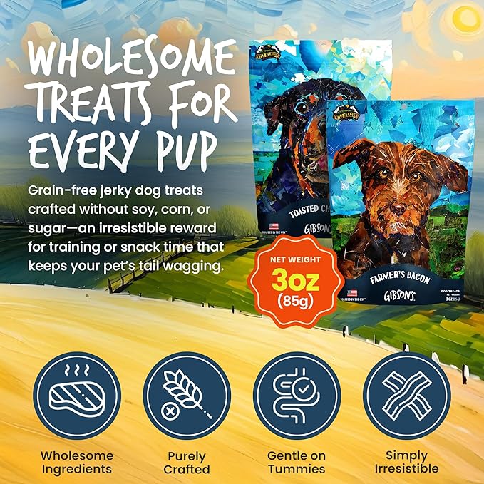 Wild Meadow Farms - Gibson's Toasted Turkey, Soft Jerky Dog Treats, Crafted with Real Meat, Aromatic, and Grain-Free for Training and Rewarding Dogs of All Breeds & Ages - 3 Ounce Pouch