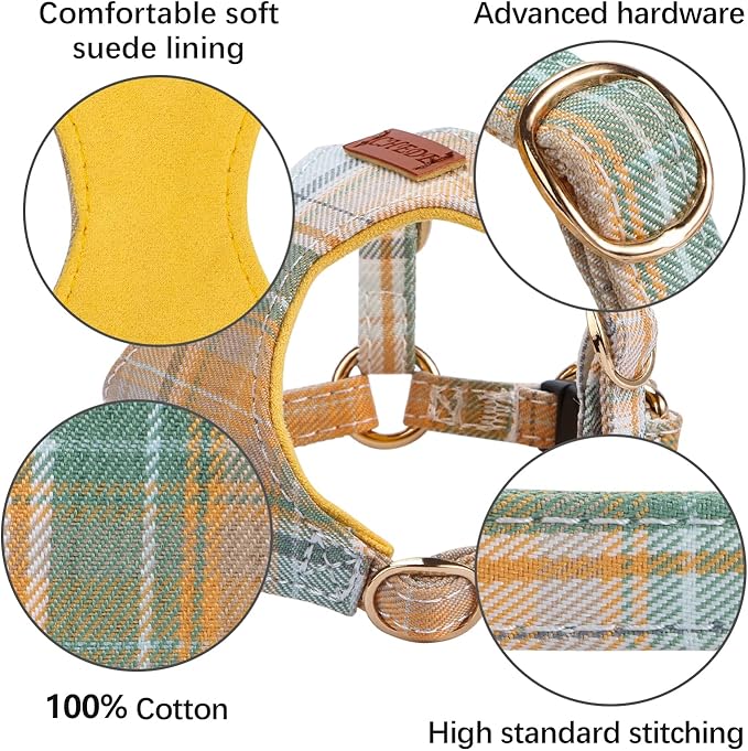 CHEDE No Pull Plain Pattern Dog Harness- Lightweight and Soft Dog Harness, Adjustable Small Dog Harness and Leash Set, with Dog Leash, Suitable for Puppy Small and Medium-Sized Dog