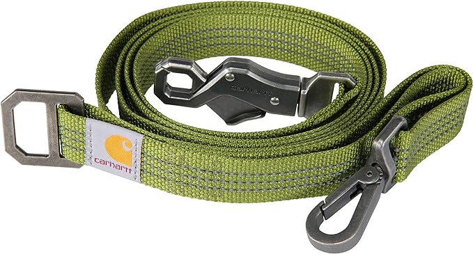 Carhartt Pet Durable Nylon Webbing Leashes for Dogs, Reflective Stitching for Visibility, Light Moss (Nylon Webbing), Large