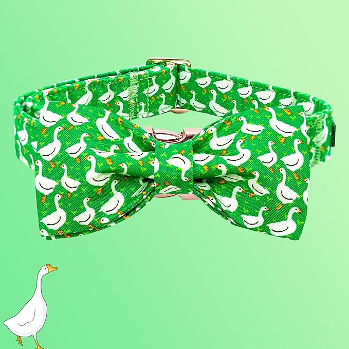 Dog Collar Green Gooses Pet Collars Summer Collar Holiday Dog Collars Girl or Boy Pet Collar Adjustable Puppy Collar for Small Dogs