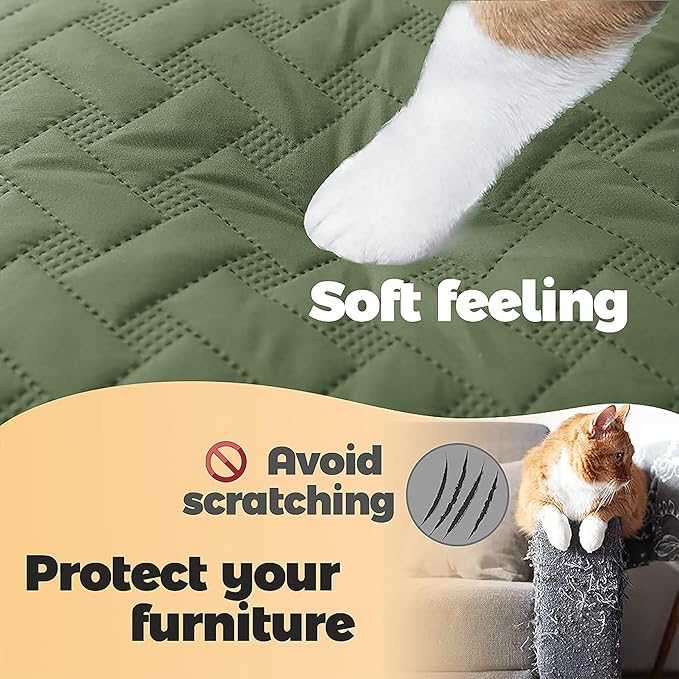 gogobunny 100% Double Sided Waterproof Dog Blanket Soft Pet Bed Cover Reversible Protect Furniture Couch Sofa Car for Puppy Cat Kids (Dark Green/Light Green, 82x82 Inch (Pack of 1))