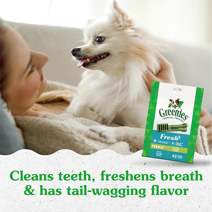 Greenies Teenie Dental Dog Treats, Mint Fresh Flavor, 12 oz. Pack (43 Treats)