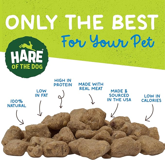 Hare of the Dog Freeze Dried Rabbit Treats for Dogs - All-Natural, Single-Ingredient, High-Protein Snacks - Made in the USA (2.25 Oz 2 Pack)
