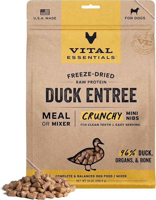 Vital Essentials® Freeze-Dried Raw Duck Entree & Mixer Dog Food Crunchy Mini Nibs, 14 oz