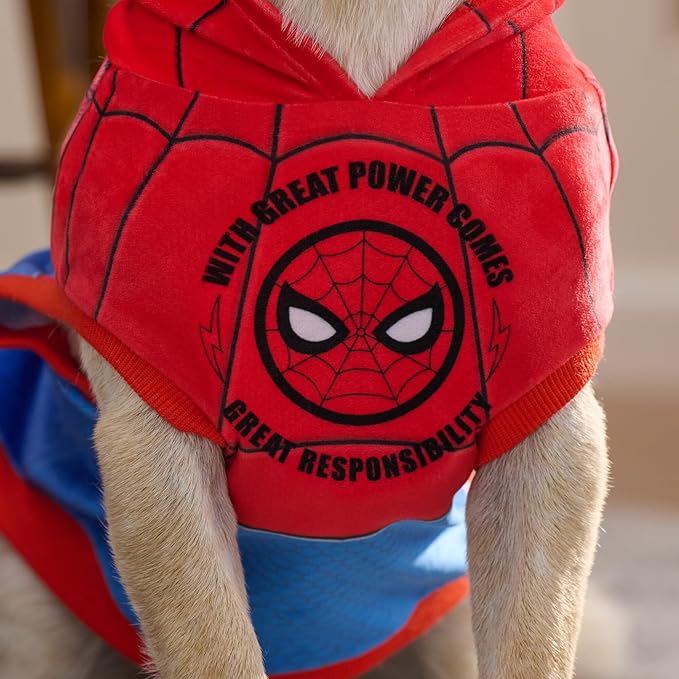 MARVEL Spider-Man Pet Hoodie - Sleeveless Hooded Pet Shirt with Costume Design (Medium)