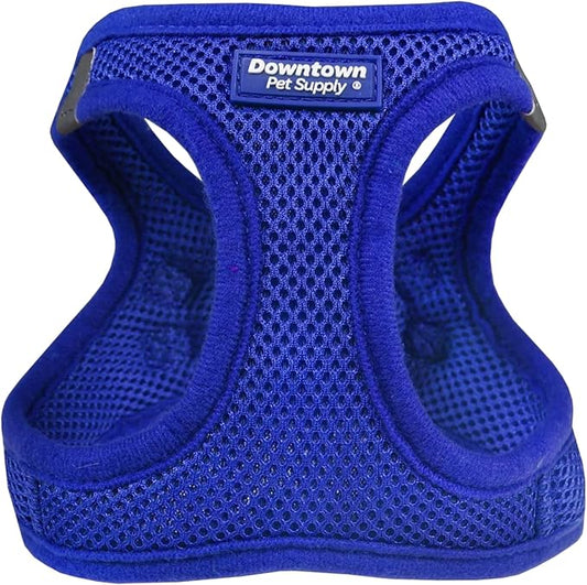 Downtown Pet Supply Step in Dog Harness for Small Dogs No Pull, Large, Blue - Adjustable Harness with Padded Mesh Fabric and Reflective Trim - Buckle Strap Harness for Dogs
