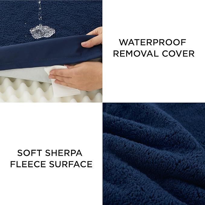 Bedsure XL Dog Bed for Crate - Large Orthopedic Waterproof Pet Beds with Removable Washable Cover, Egg Crate Foam Crate Mat, Suitable for Pet Up to 90 lbs