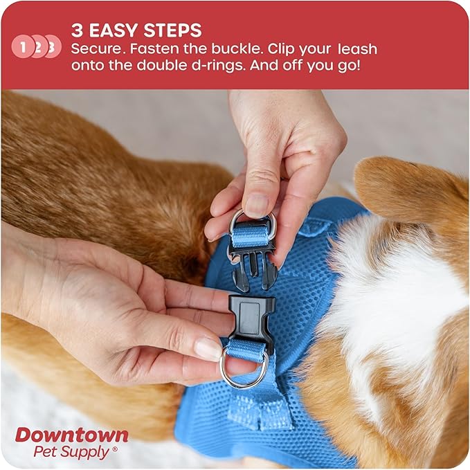 Downtown Pet Supply Step in Dog Harness No Pull, X-Large, Cobalt - Adjustable Harness with Padded Mesh Fabric and Reflective Trim - Buckle Strap Harness for Dogs