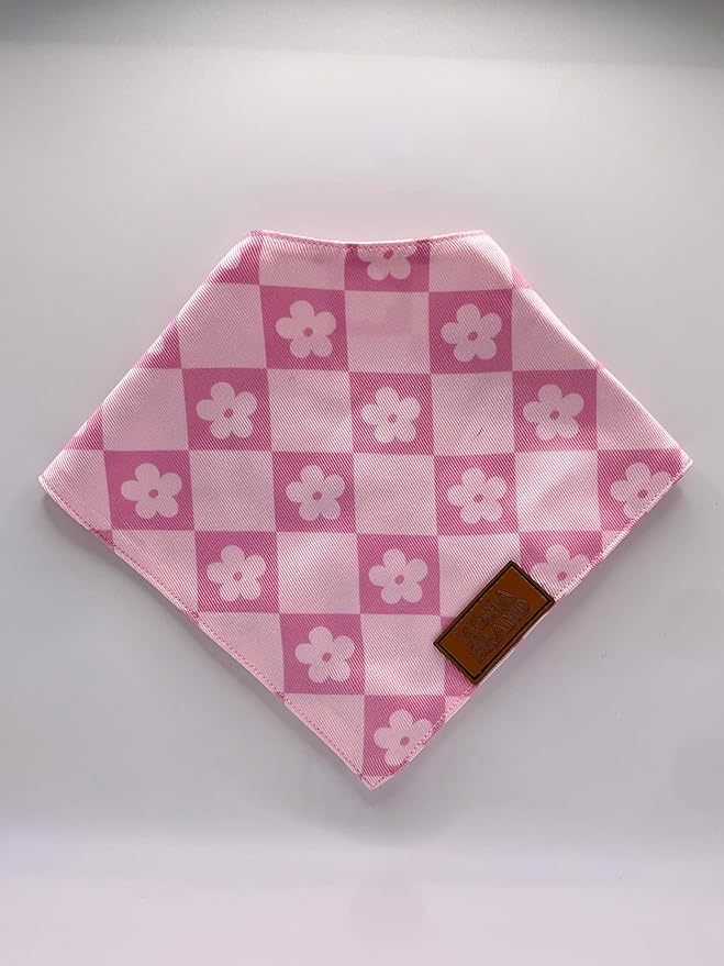 KonaBrandCo- Premium Handmade Dog Bandana | Dual Layered Silky Durable Polyester Fabric | Adjustable Fit Custom Shape- Won't Roll (Medium, BELLA)