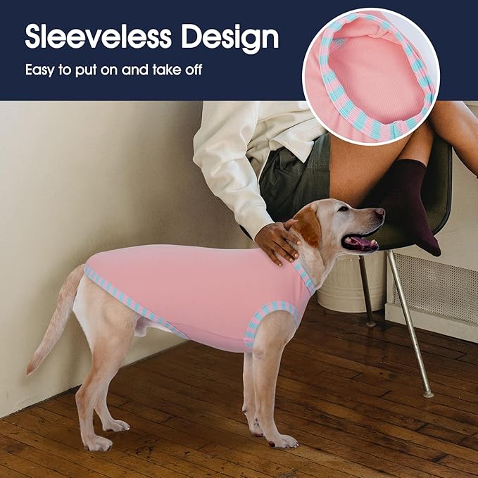IECOii 2 Pack Dog T-Shirts for Small Medium Dogs,Lightweight & Comfortable – Easy to Wear,Machine Washable & Non - Fading – Perfect for Summer Indoor and Outdoor Use,Pink+Green,Large