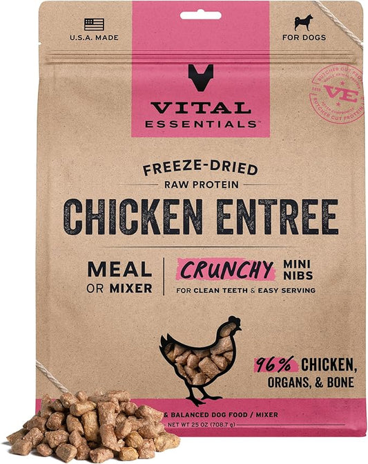 Vital Essentials® Freeze-Dried Raw Chicken Entree & Mixer Dog Food Crunchy Mini Nibs, 25 oz
