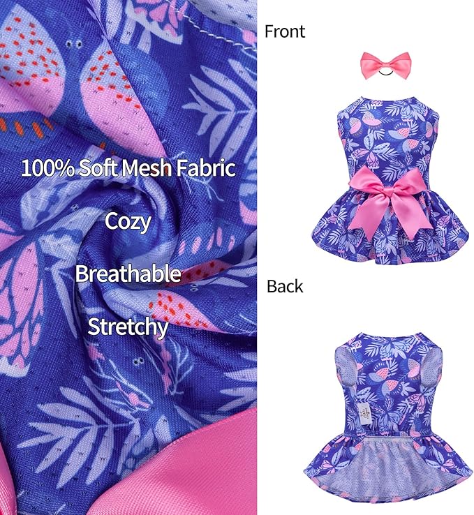 CuteBone Dog Mesh Dress Puppy Sundress Pet Outfit Summer Fashion for Small Dogs Girl Cat Clothes BF25M