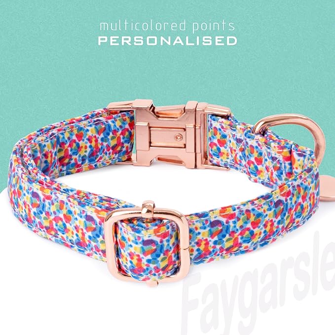 Faygarsle Multi-Colored Splotches Pattern Dog Collar for Small Medium Large Dogs Cute Puppy Collars for Female Dogs for Summer Spring Wedding Necklace Girl Dog Collar S