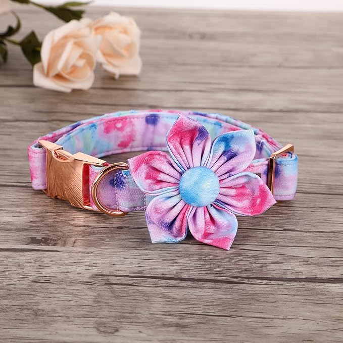 Elegant little tail Colorful Dog Collar for Female or Male Dogs, Flower Pet Collar Adjustable Dog Collars Gift for X-Small Dogs and Cats