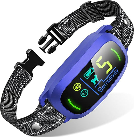 Dog Bark Collar for Large Medium Small Dogs, Rechargeable Smart Bark Collar, Anti Barking Training Collar with 5 Adjustable Sensitivity Beep Vibration (Purple)