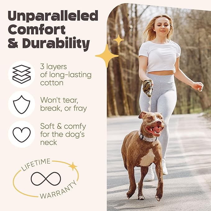 Dog Collar for Medium & Large Dogs - Flowers Cotton Padded Pattern on Long Lasting, Adjustable, Strong and Durable Collars - Choose from Stunning Patterns and Colors