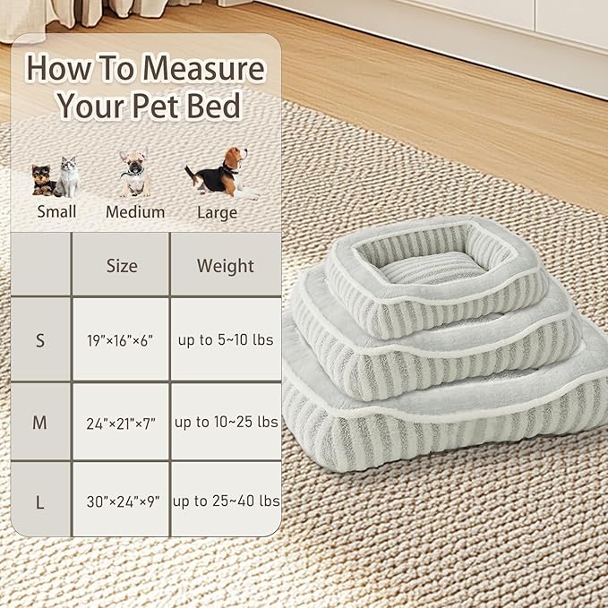 Dog Bed for Medium Dogs Breeds, Rectangular Soft Kennel Bed,Washable Deluxe Plush Dog Crate Beds, Comfy Durable Pet Sleeping Bed with Pillow & Non-Slip Bottom, Size (30"X24" Grey)