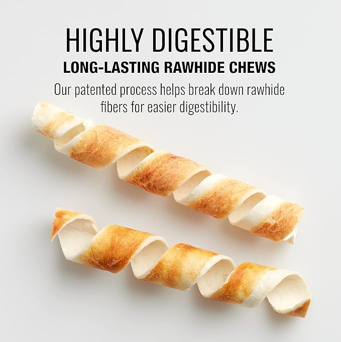 Good ‘n’ Fit Spirals Made with Real Chicken, 12 Count, Treat Your Dog to Long-Lasting and Highly Digestible Rawhide Chews