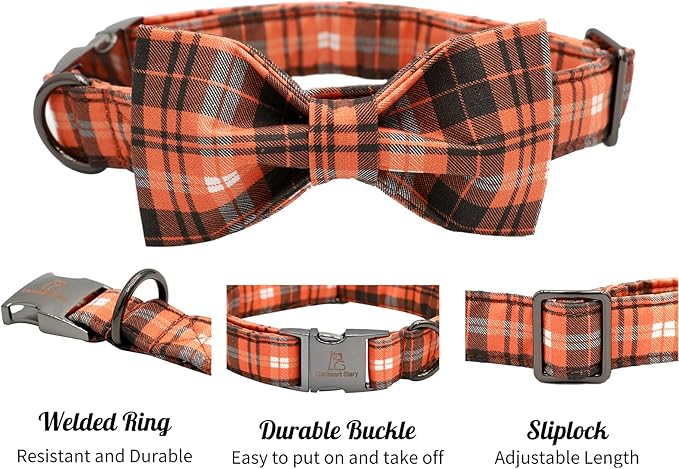 Lionheart glory Halloween Holiday Dog Collar Adjustable Soft Dog Collar with Bowtie, Pet Gift Dog Collars Bow for Small Medium Large Dogs