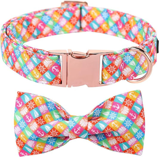 Lionet Paws Design Dogs Collar Cute Adjustable Dog Collars for Girl Female Medium Large Dogs Colorful Sailboat XL