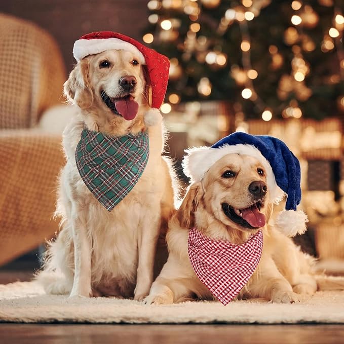 Segarty 30 Pack Pet Scarf, 22.8"x15.7" Dog Bandanas Triangle Plaid Bibs Accessories Bulk for Small Medium Dogs Cats Large Puppy Dogs, Adjustable Washable Reversible Boy Pets Birthday Kerchief
