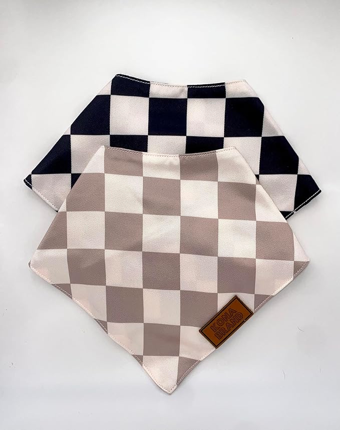 KonaBrandCo- Premium Handmade Dog Bandana | Dual Layered Silky Durable Polyester Fabric | Adjustable Fit Custom Shape- Won't Roll (Large, CALVIN)