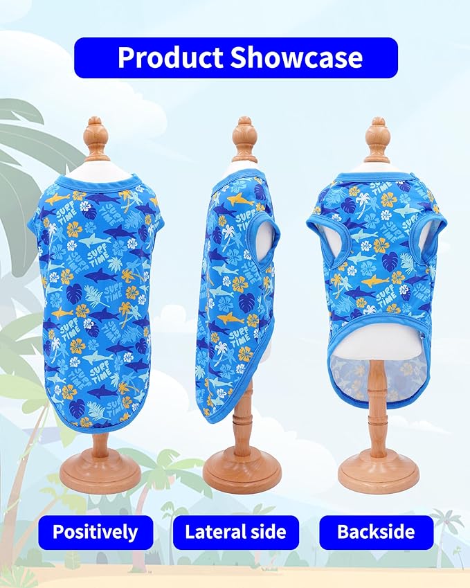 PET SHOW 4 Pack Dog Hawaiian Shirts for Medium Dogs UPF 50+ UV Sun Protection Summer Cool Clothes Tank Top Floral Dog T-Shirts Pet Holiday Party Sleeveless Vest Boy Girl(Large)