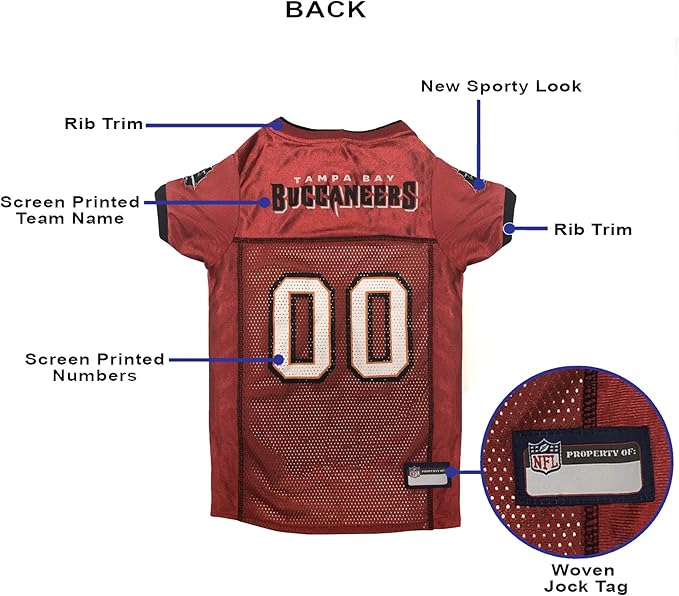 Pets First NFL Tampa Bay Buccaneers Dog Jersey, Size Medium - Best Football Costume for Dogs & Cats - Licensed Shirt