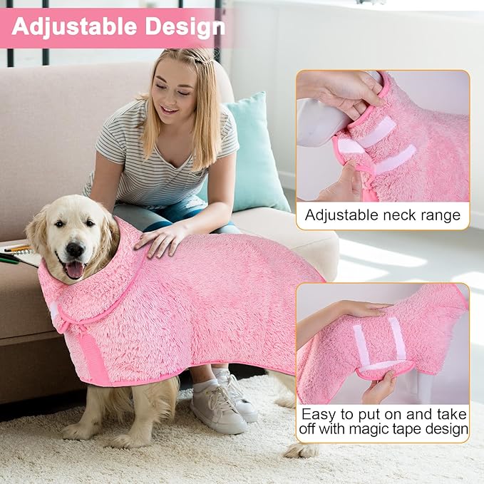 Dog Bathrobe Super Absorbent Dog Towels for Drying Dogs Large Quick Drying Dog Robes for After Bath Soft Dog Drying Towel Adjustable Dog Drying Coat to Keep Dog Warm(S-XXL)